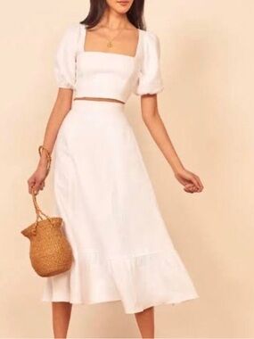 REFORMATION White Yucca Top & Skirt Set, sz 4